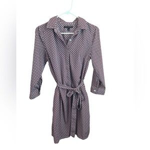 Banana Republic Factory Red White Collared Geometric Shirt Dress Womens Size 4